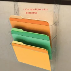 Deflecto Stackable Wall Pocket File, 3 Pack, Clear