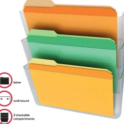 Deflecto Stackable Wall Pocket File, 3 Pack, Clear