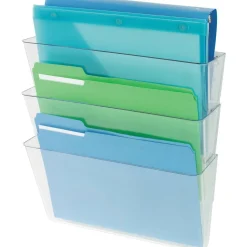 Deflecto Stackable Wall Pocket File, 3 Pack, Clear