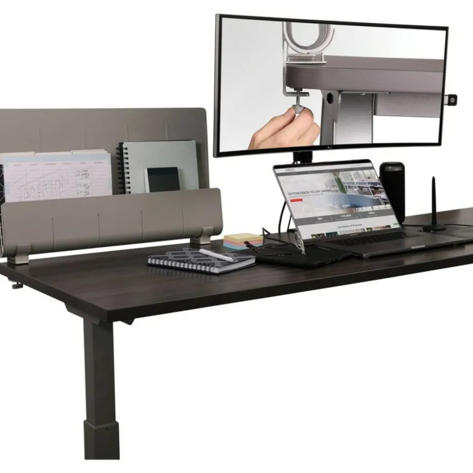 Deflecto Standing Desk Privacy Panel Organizer, Gray