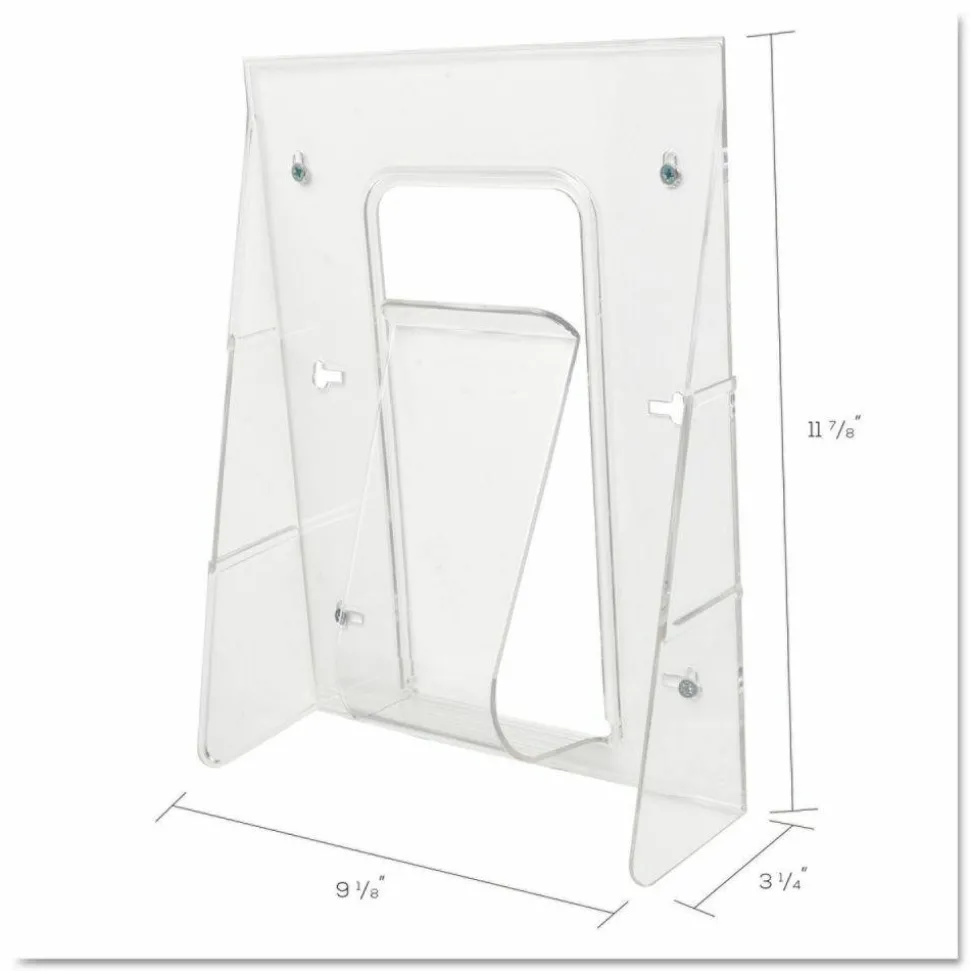 Deflecto Stand-Tall Wall Mount Leaflet Size Literature Display, 11 3/4"H x 9 1/8"W x 2 3/4"D, Clear