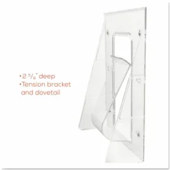 Deflecto Stand-Tall Wall Mount Leaflet Size Literature Display, 11 3/4"H x 9 1/8"W x 2 3/4"D, Clear