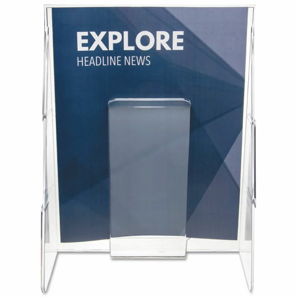 Deflecto Stand-Tall Wall Mount Leaflet Size Literature Display, 11 3/4"H x 9 1/8"W x 2 3/4"D, Clear