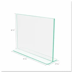 deflecto Superior Image Green Edge Sign Holder, 11"W x 8.5"H, Side-loading, Bottom Loading, Clear