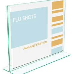 deflecto Superior Image Green Edge Sign Holder, 11"W x 8.5"H, Side-loading, Bottom Loading, Clear
