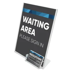 Deflecto Superior Image Slanted Sign Holder With Business Card Holder, 11 1/4