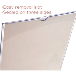 Deflecto Superior Image Slanted Sign Holder With Business Card Holder, 11 1/4