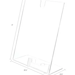 Deflecto Superior Image Slanted Sign Holder With Business Card Holder, 11 1/4