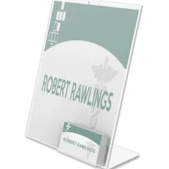 Deflecto Superior Image Slanted Sign Holder With Business Card Holder, 11 1/4