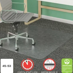 Deflecto SuperMat Medium Weight Chair Mat For Carpet, 53