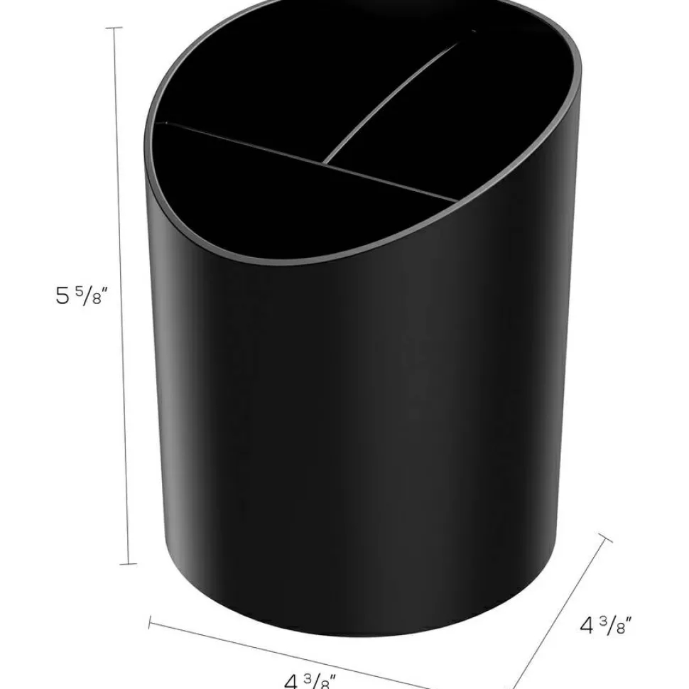 Deflecto Sustainable Office Recycled Large Pencil Cup, 5.6"H x 4.4"W x 4.4"L, Black