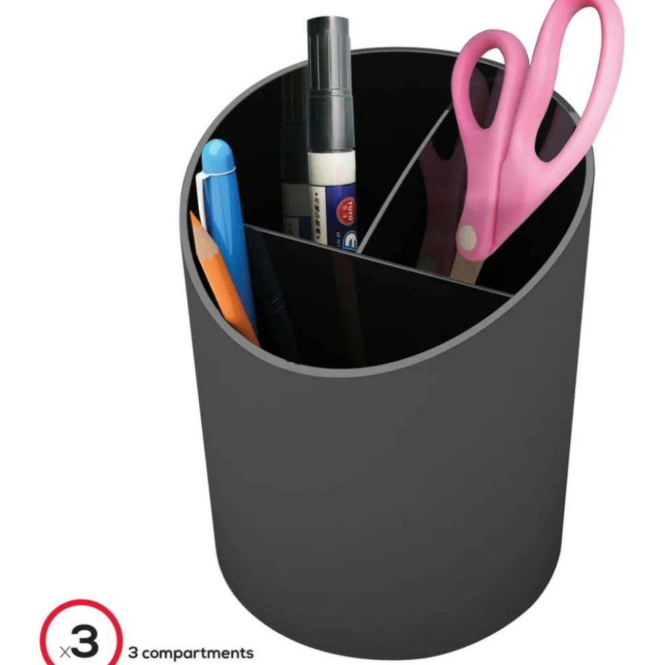 Deflecto Sustainable Office Recycled Large Pencil Cup, 5.6"H x 4.4"W x 4.4"L, Black