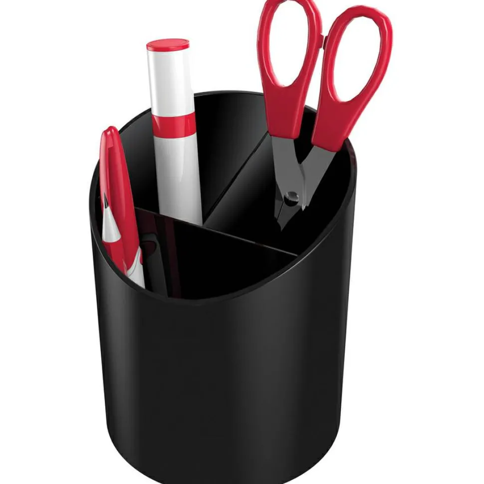 Deflecto Sustainable Office Recycled Large Pencil Cup, 5.6"H x 4.4"W x 4.4"L, Black