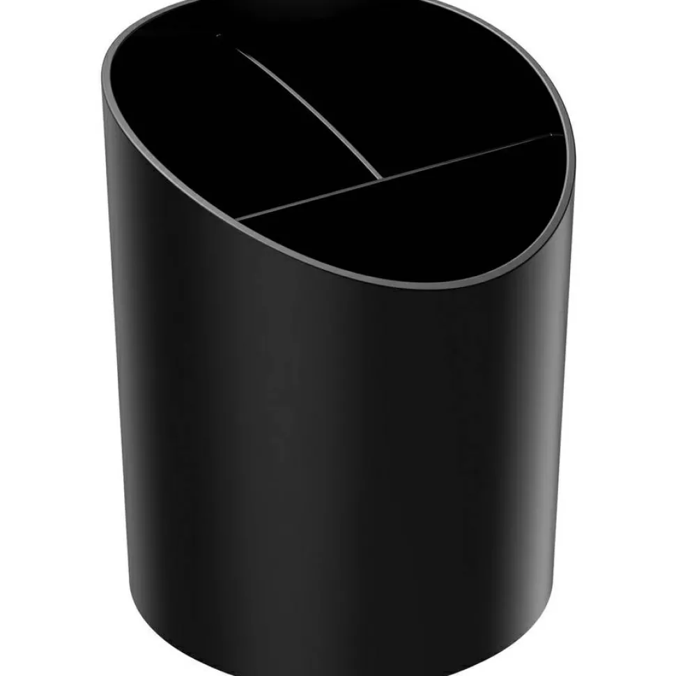 Deflecto Sustainable Office Recycled Large Pencil Cup, 5.6"H x 4.4"W x 4.4"L, Black