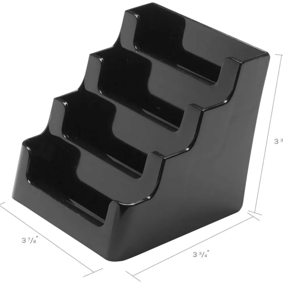 Deflecto 4-Tier Business Card Holder, 3.5" x 3.9" x 4.1", Black