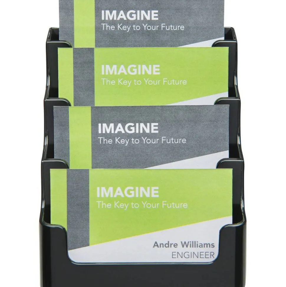 Deflecto 4-Tier Business Card Holder, 3.5" x 3.9" x 4.1", Black