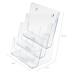 Deflecto 3-Tier Magazine Literature Holder, 12 5/8"H x 9 1/2"W x 6 1/4"D, Clear