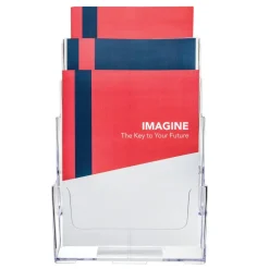 Deflecto 3-Tier Magazine Literature Holder, 12 5/8"H x 9 1/2"W x 6 1/4"D, Clear