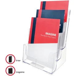 Deflecto 3-Tier Magazine Literature Holder, 12 5/8