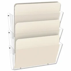 deflecto Unbreakable DocuPocket Wall File, 3 Sections, Letter Size, 14.5" x 3" x 6.5", Clear, 3/Pack
