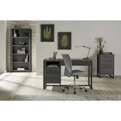 DeJori 70"H 5-Shelf Bookcase, Charcoal
