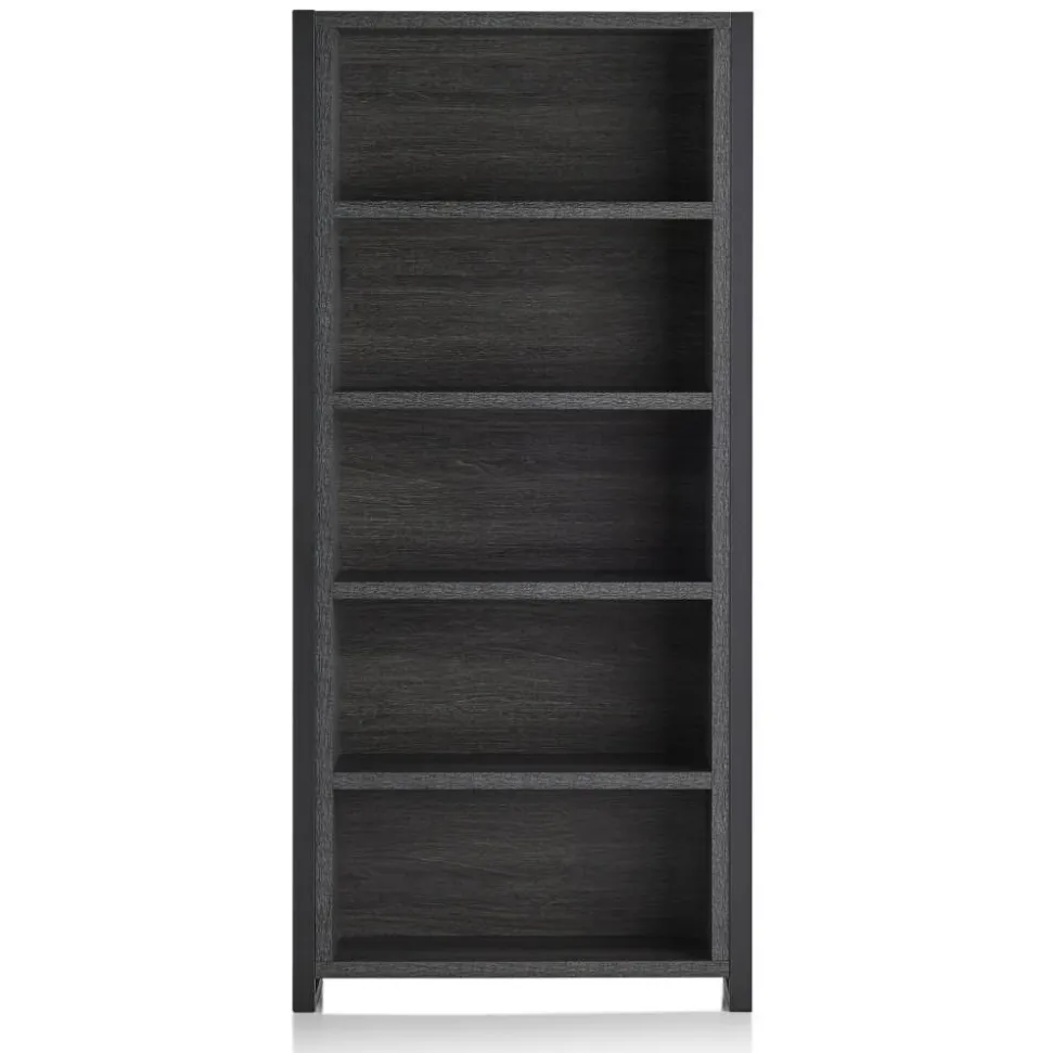 DeJori 70"H 5-Shelf Bookcase, Charcoal