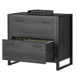 DeJori 32-3/4"W x 19-9/16"D Lateral 2-Drawer File Cabinet, Charcoal