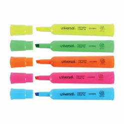 Desk Highlighters, Assorted Ink Colors, Chisel Tip, Assorted Barrel Colors, 5/Set