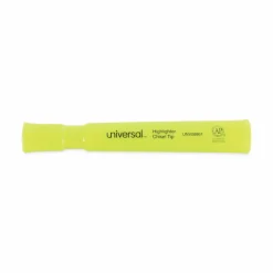 Desk Highlighters, Fluorescent Yellow Ink, Chisel Tip, Yellow Barrel, Dozen