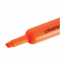 Desk Highlighters, Fluorescent Orange Ink, Chisel Tip, Orange Barrel, Dozen