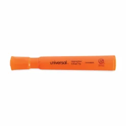 Desk Highlighters, Fluorescent Orange Ink, Chisel Tip, Orange Barrel, Dozen