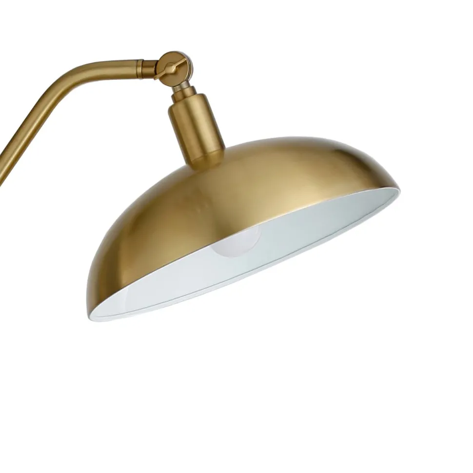 Devon Boom Arm Floor Lamp with Metal Shade in Brass/Brass