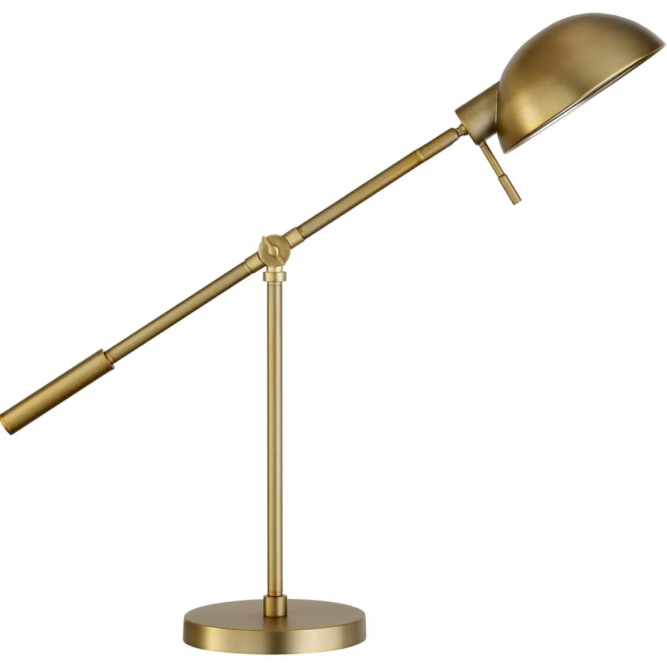 Dexter 23.25" Tall Boom Arm Table Lamp with Metal Shade in Brass/Brass