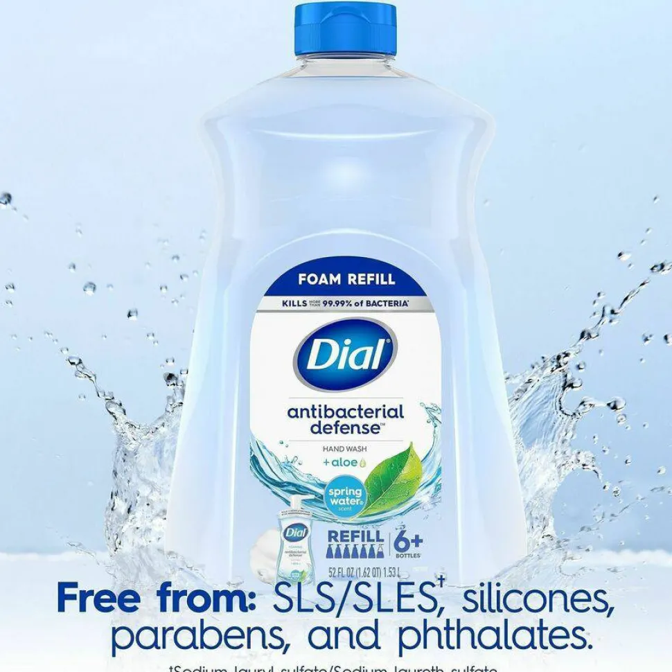 Dial Antibacterial Liquid Hand Soap, Spring Water, 52 oz Bottle