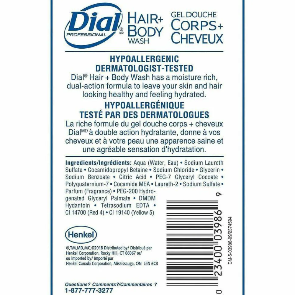 Dial Peach Scent Body And Hair Shampoo, 1 Gallon, Case Of 4 Bottles
