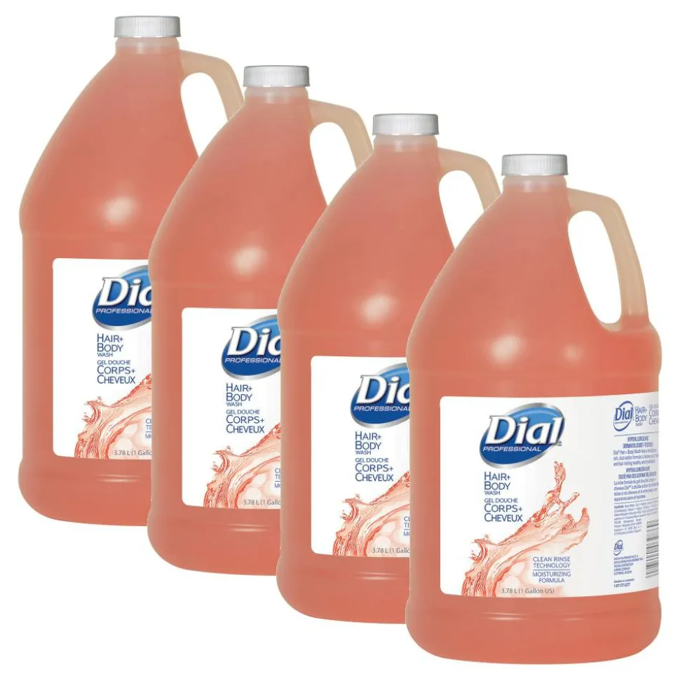 Dial Peach Scent Body And Hair Shampoo, 1 Gallon, Case Of 4 Bottles