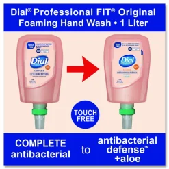 Dial Professional Antibacterial Defense Foaming Hand Wash Refill for FIT Touch Free Dispenser, Original Scent, 1 L, 3/Carton