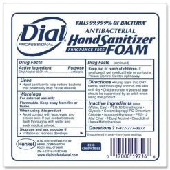 Dial Professional Antibacterial Foaming Hand Sanitizer Refill for Dial 1700 V Dispenser, 1.2 L, Fragrance Free, 3/Carton
