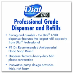 Dial Professional Dial 1700 Manual Dispenser, 1.7 L, 7.07 x 3.95 x 12.66, Smoke, 3/Carton