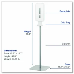 Dial Professional FIT Touch Free Dispenser Floor Stand, 15.7 x 15.7 x 58.3, White