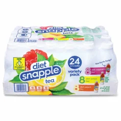 diet Snapple Ice Tea Variety Pack, Assorted Flavors, 20 oz Bottle, 24/Carton