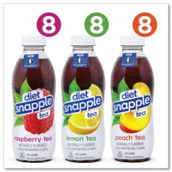 diet Snapple Ice Tea Variety Pack, Assorted Flavors, 20 oz Bottle, 24/Carton