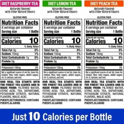 diet Snapple Ice Tea Variety Pack, Assorted Flavors, 20 oz Bottle, 24/Carton