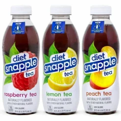 diet Snapple Ice Tea Variety Pack, Assorted Flavors, 20 oz Bottle, 24/Carton