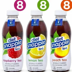 diet Snapple Ice Tea Variety Pack, Assorted Flavors, 20 oz Bottle, 24/Carton
