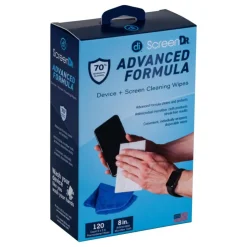 Digital Innovations ScreenDr 70% Alcohol Advanced Formula Device Cleaning Wipes And Microfiber Cloth, Box Of 120 Packets