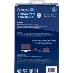 Digital Innovations ScreenDr 70% Alcohol Advanced Formula Device Cleaning Wipes And Microfiber Cloth, Box Of 120 Packets