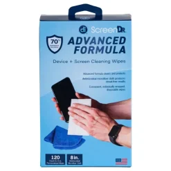 Digital Innovations ScreenDr 70% Alcohol Advanced Formula Device Cleaning Wipes And Microfiber Cloth, Box Of 120 Packets
