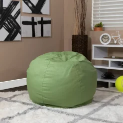 Dillon Small Solid Green Refillable Bean Bag Chair for Kids and Teens