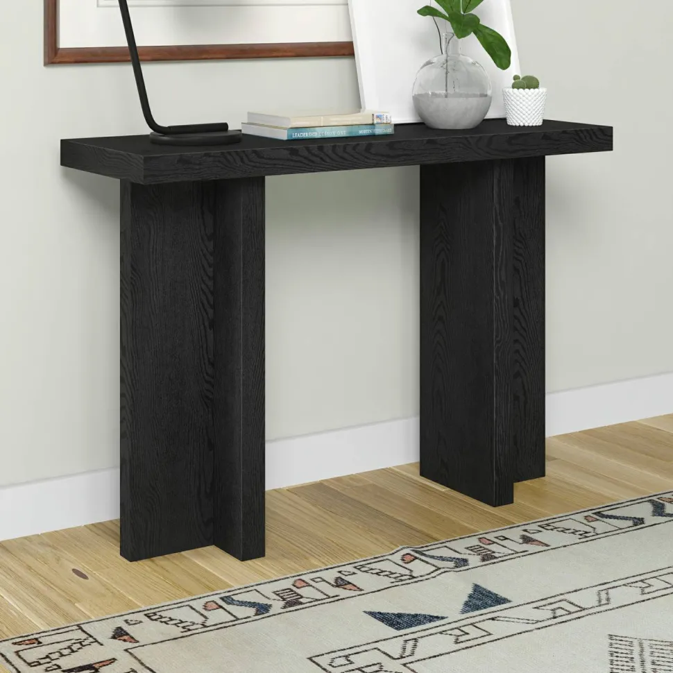 Dimitra 42" Wide Rectangular Console Table in Black Grain